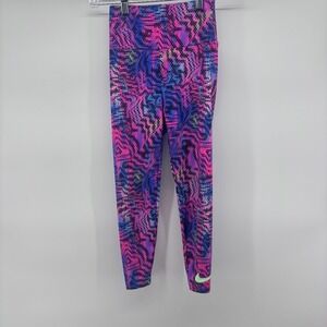 Nike Kids Leggings Purple Pink Pattern Athletic Activewear